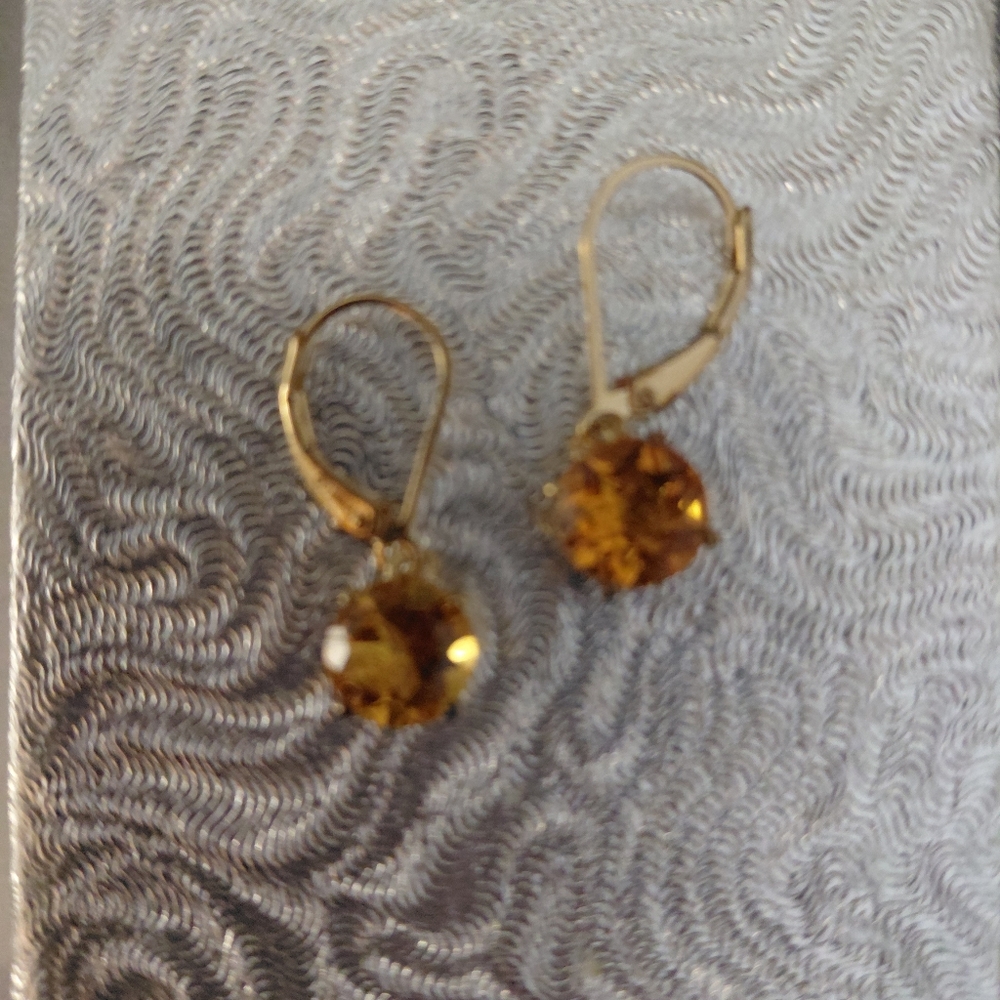 Elegant Citrine With 10 Karat Gold Over Sterling Silver Earrings